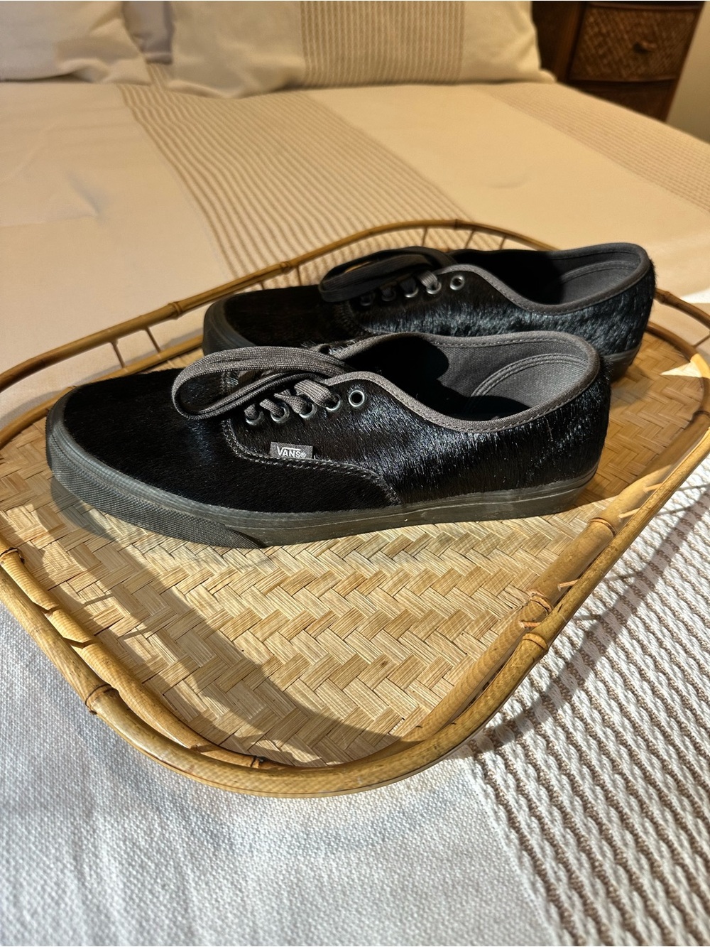 Vans Men's Black Low-Top Hair-On Sneakers